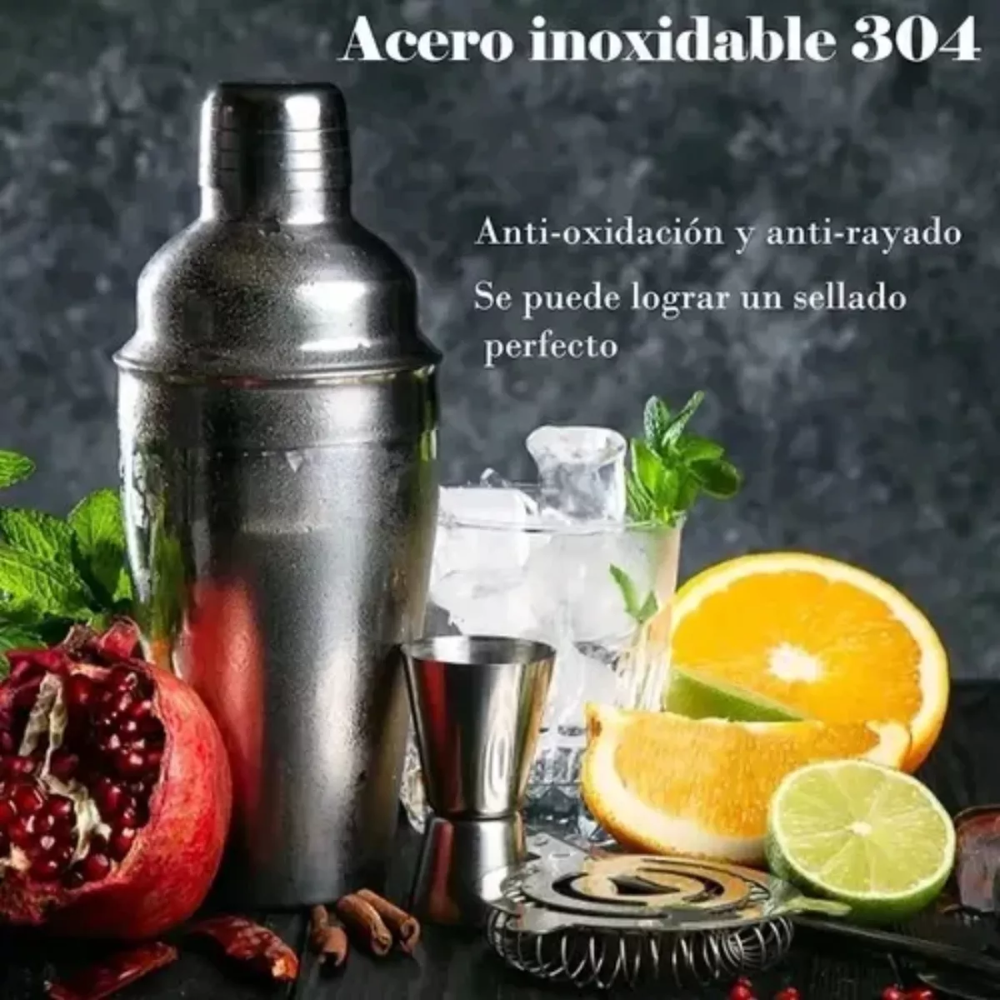 Set De Cocteleria Bartender 21 Pzs De Acero Inoxidable 750ml