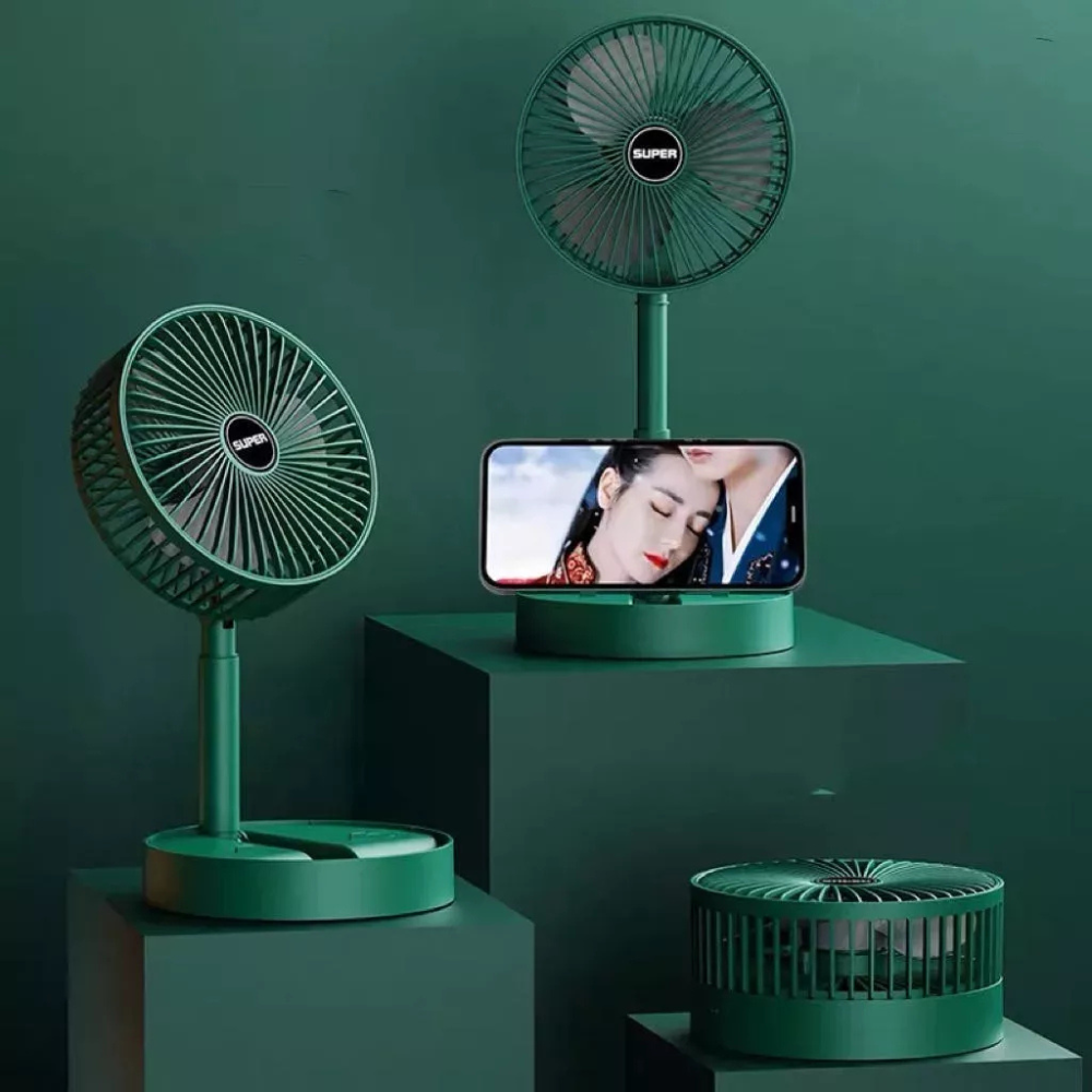 Ventilador Portátil Usb Recargable Porta Celular Plegable