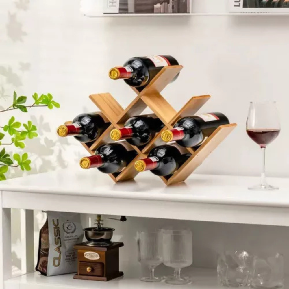 Soporte Para 8 Botellas De Vino Y Bebidas Porta Vinos Bambu