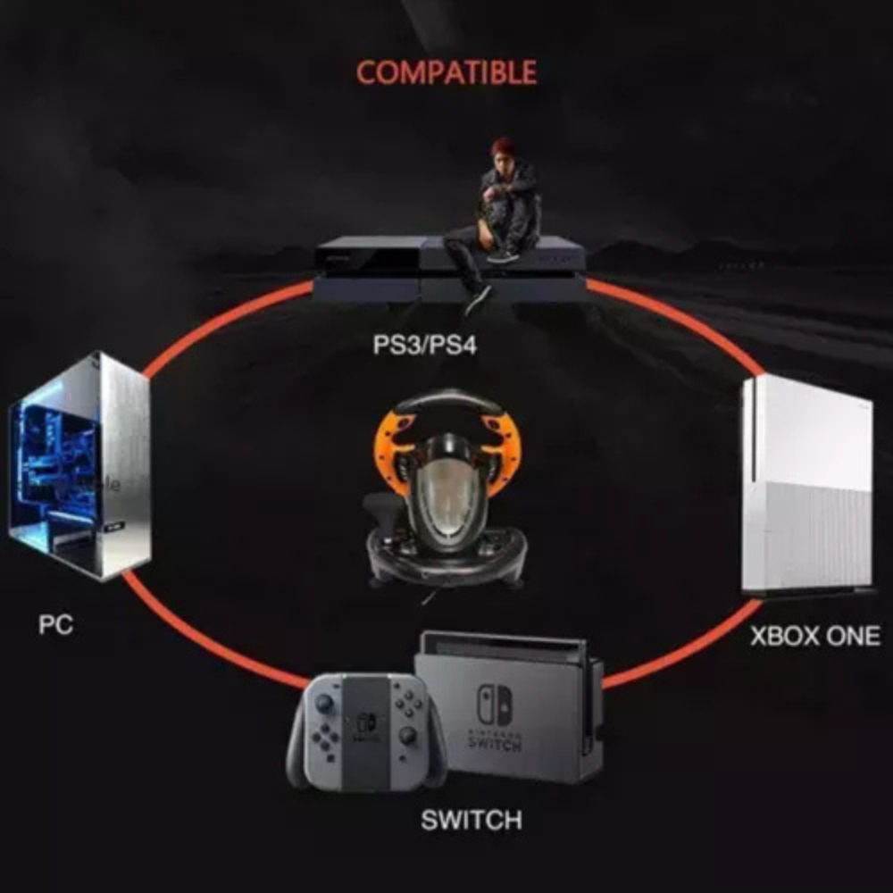 Volante De Juegos Gaming Con Pedales Pc Ps4 Xbox Switch