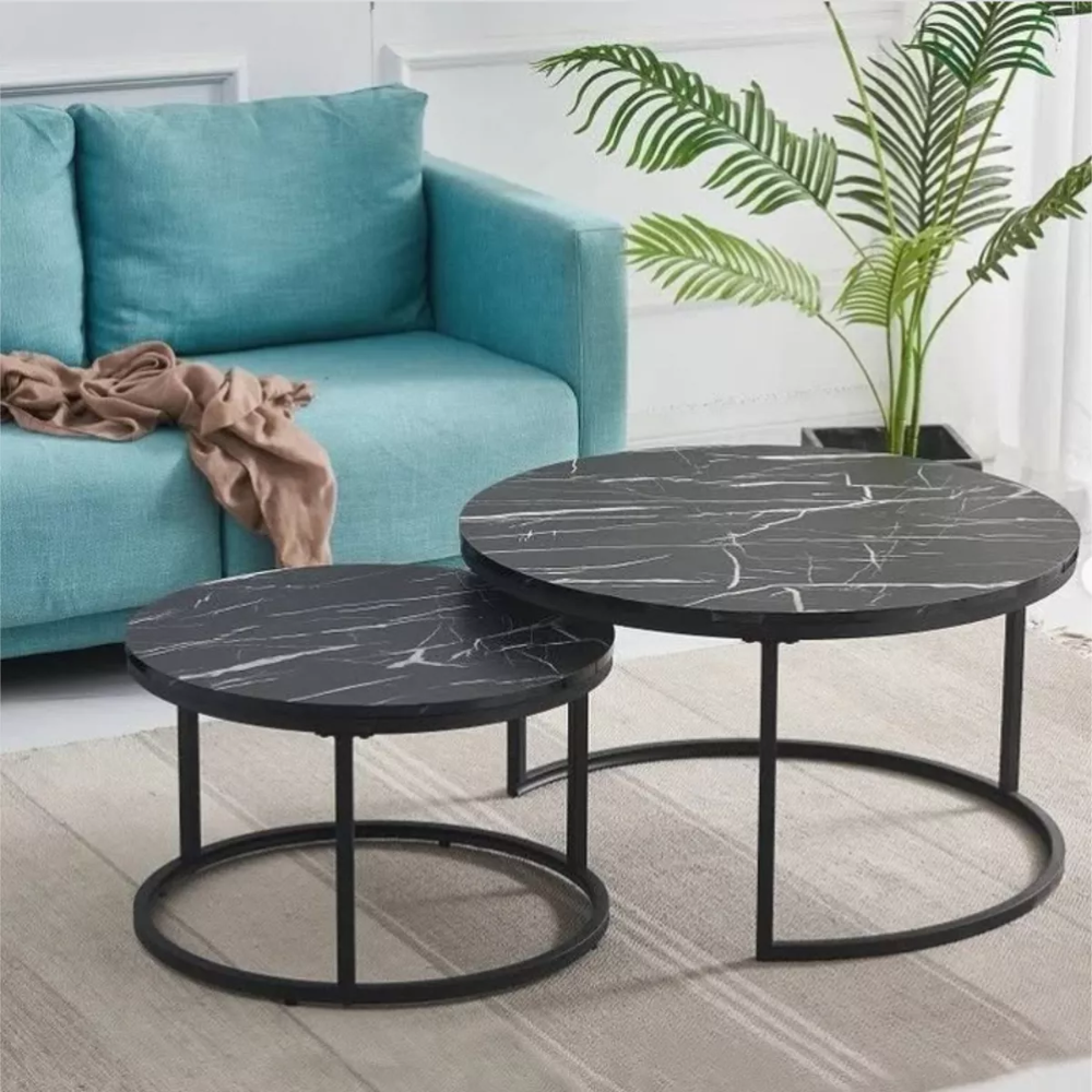 2en1 Juego Mesas De Centro Lateral Mesa Living Mesa Redonda