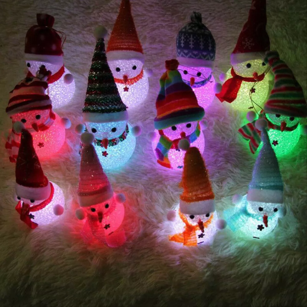Pack X3 Muñecos Navidad Luces Led Muñecos De Navidad 15x7cm