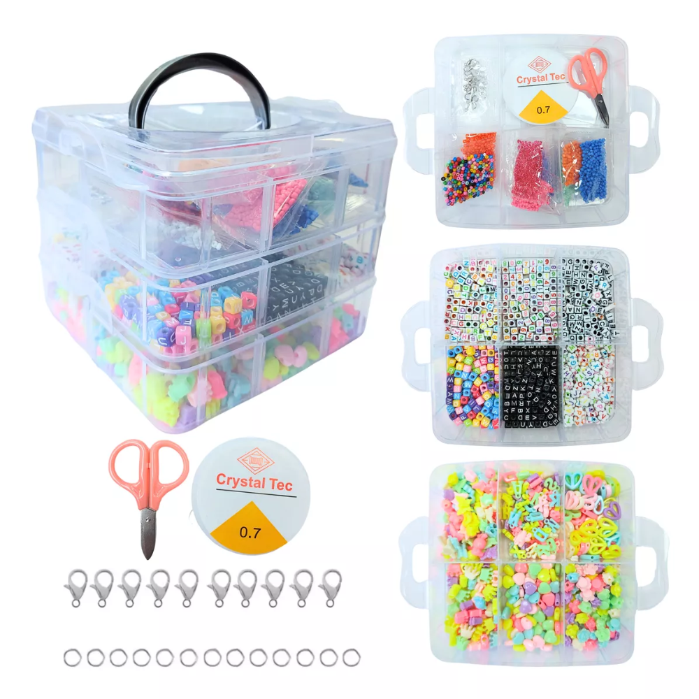 Set Estuche De Cuentas Kit Para Hacer Pulseras Y Bisuteria