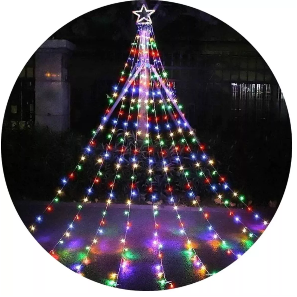 Luces Cascada Arbol De Navidad Estrella Guirnalda Luces 3mt