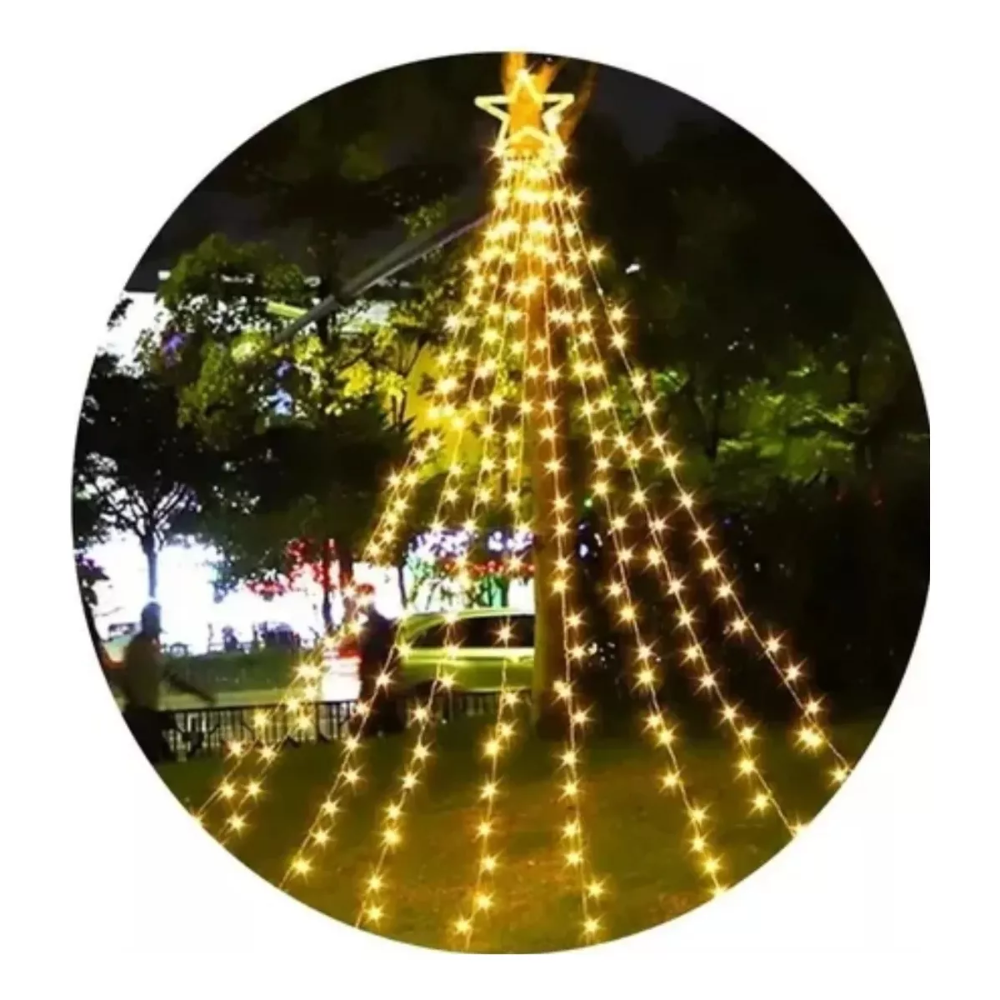 Luces Cascada Arbol De Navidad Estrella Guirnalda Luces 3mt