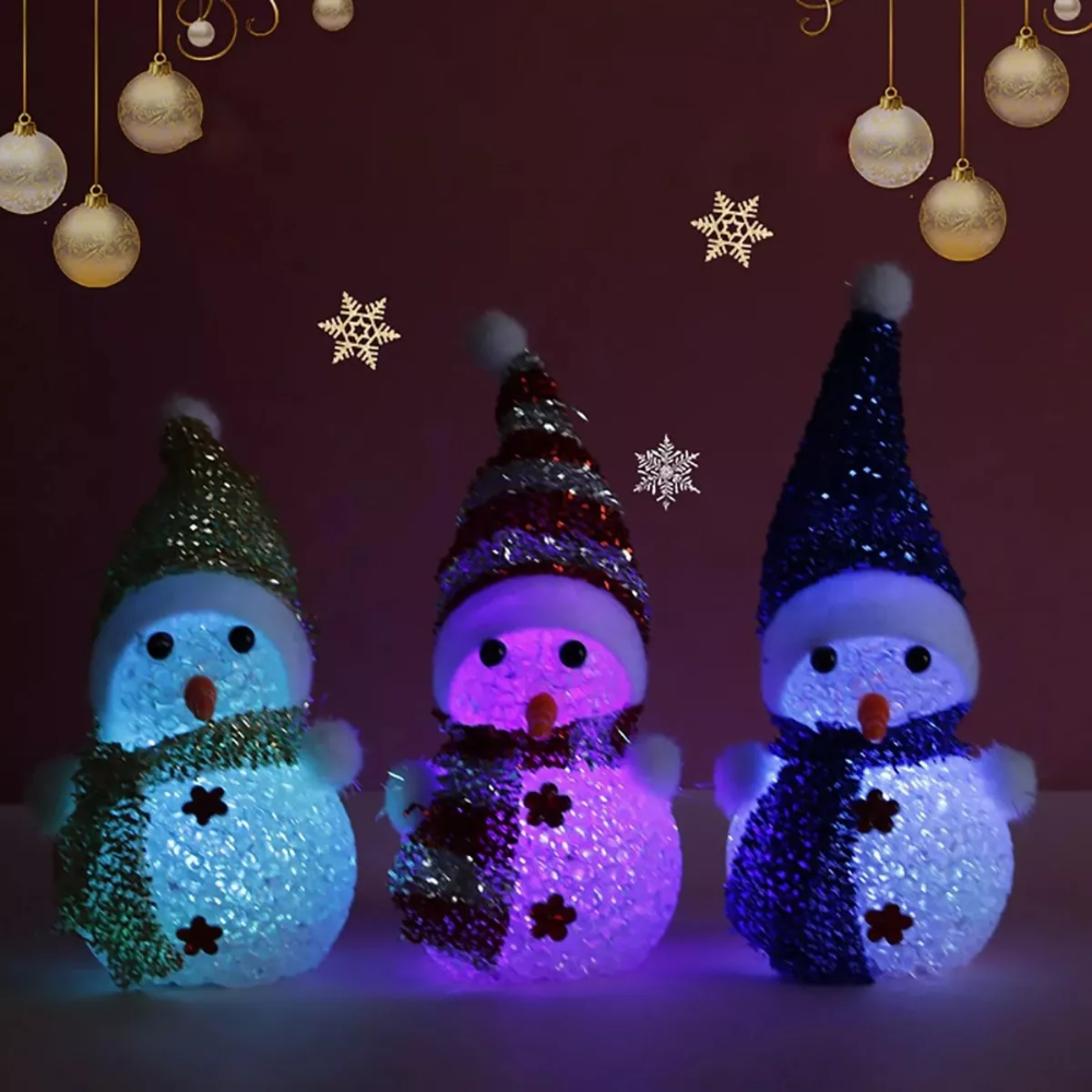 Pack X3 Muñecos Navidad Luces Led Muñecos De Navidad 15x7cm