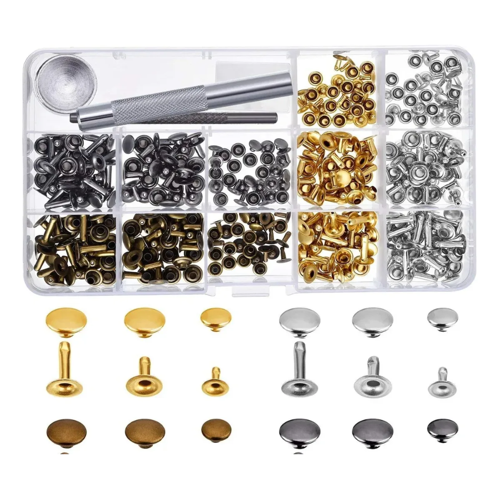 Kit Costura Remaches Broches Metalicos Remachadora 480piezas