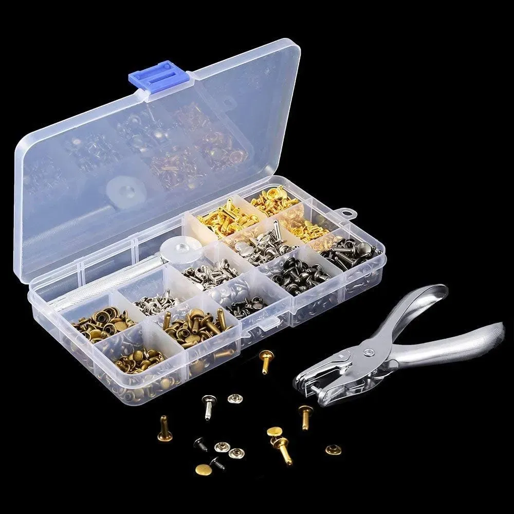 Kit Costura Remaches Broches Metalicos Remachadora 480piezas