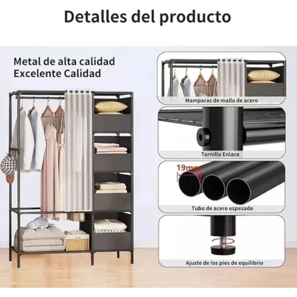 Perchero Organizador De Ropa Closet Moderno Estante Armable