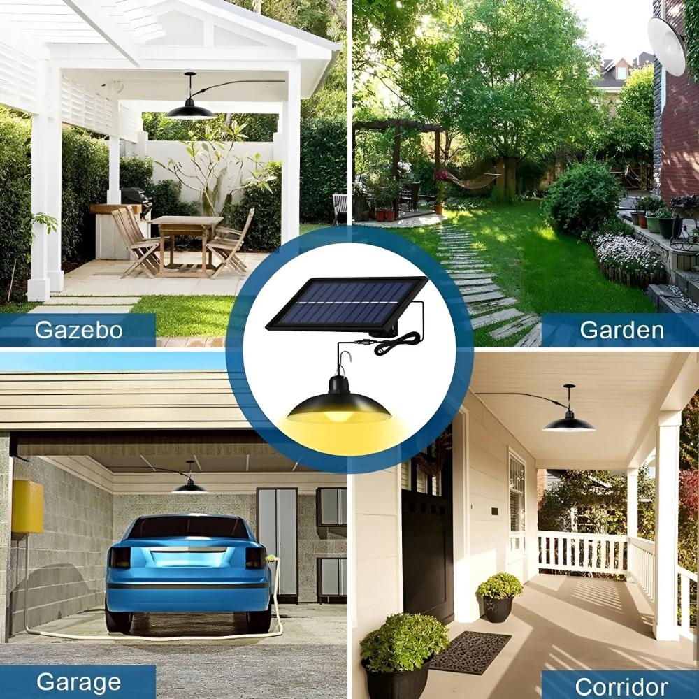 Lampara Solar Led Colgante 2 Ampolletas Con Plafon + Control