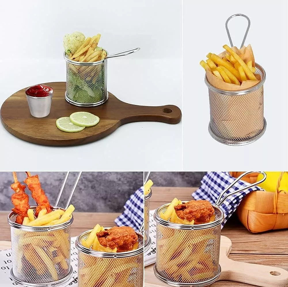 Mini Cesta Para Servir Papas Fritas Nuggets Canastos 8x8cm