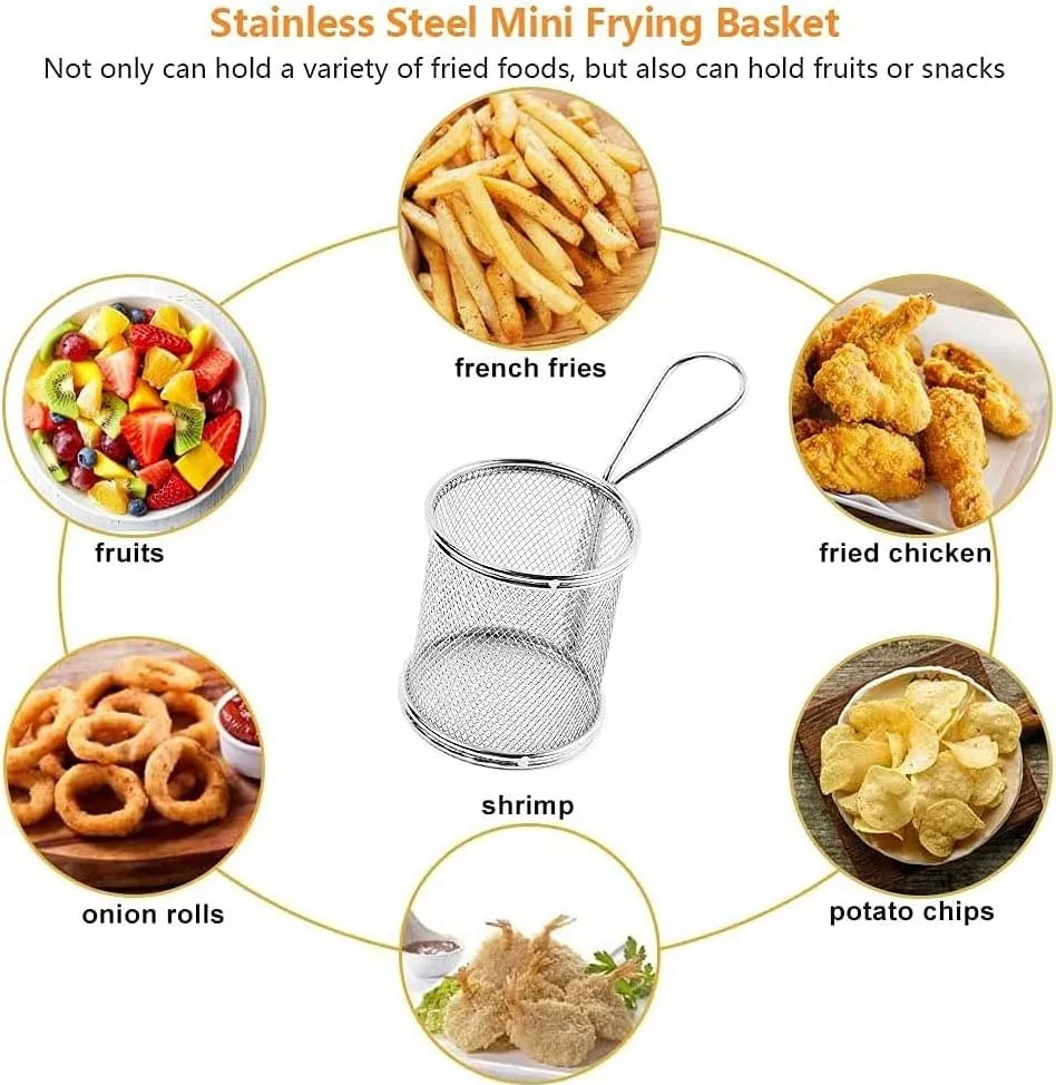Mini Cesta Para Servir Papas Fritas Nuggets Canastos 10x10cm