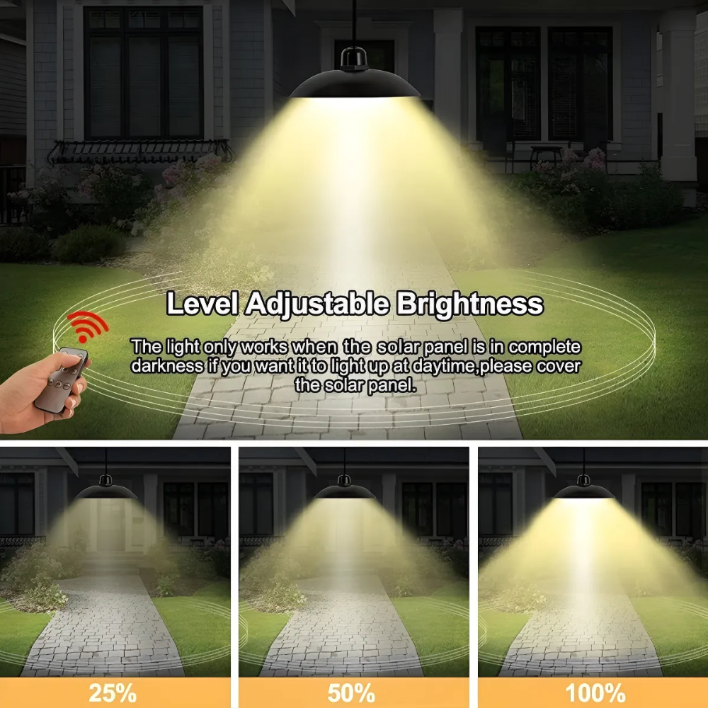 Lampara Solar Led Colgante 2 Ampolletas Con Plafon + Control