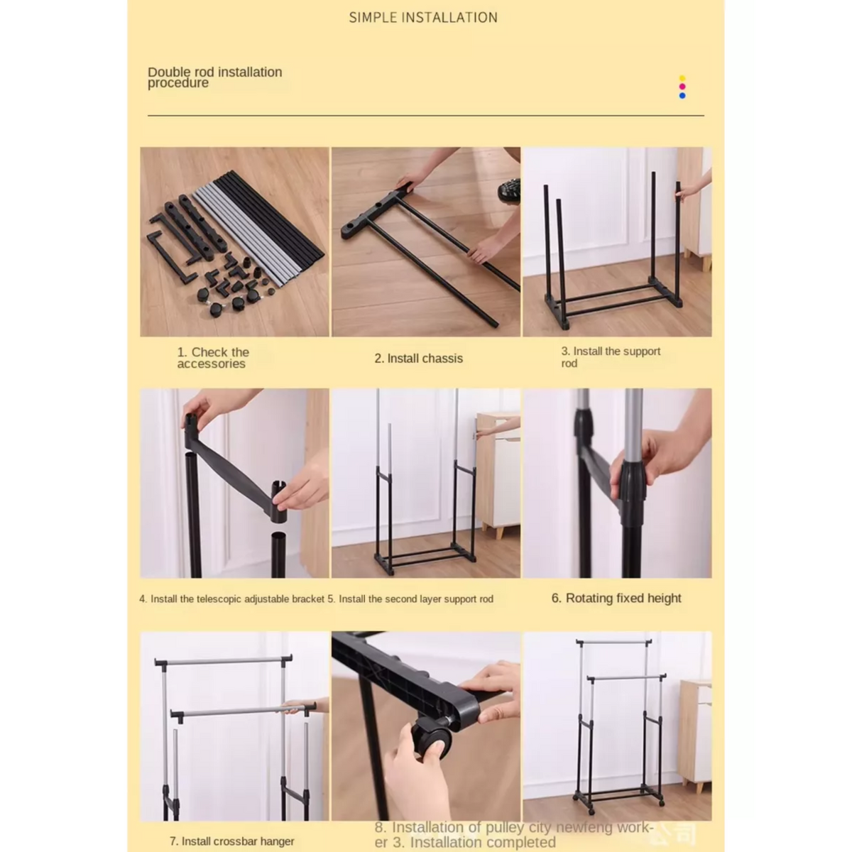 Perchero Organizador Ropa Doble Portatil Ruedas 160x85cm