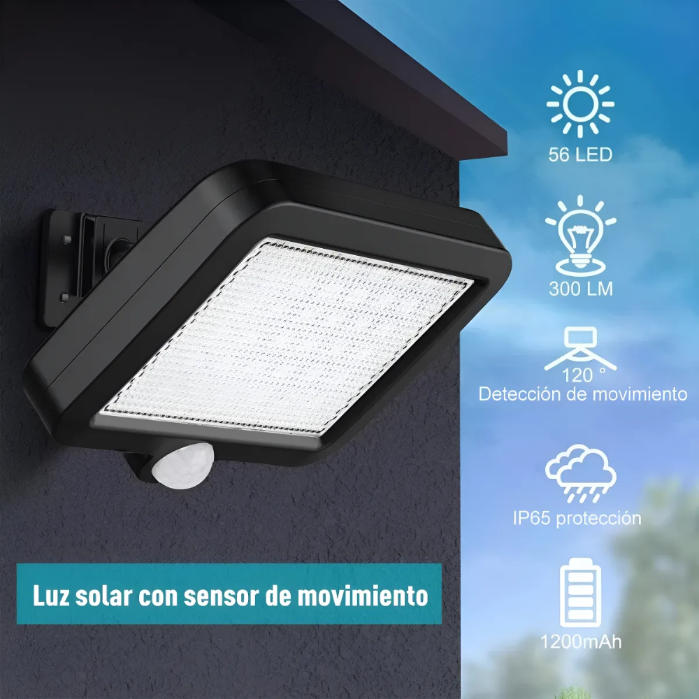 Lampara Led Solar Con Sensor De Movimiento Panel Solar