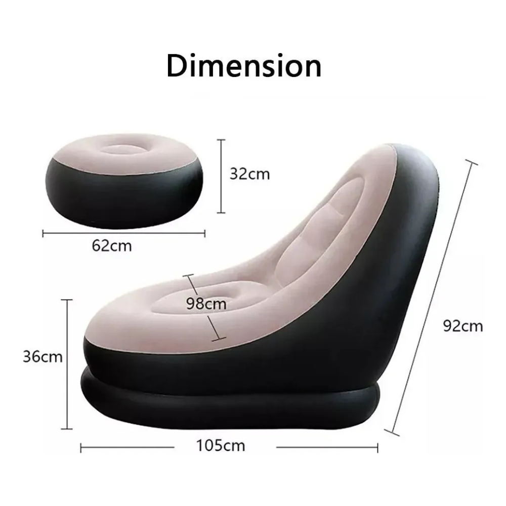 Sillón Inflable Puff Tumbona Con Reposa Pies Sofa Inflable