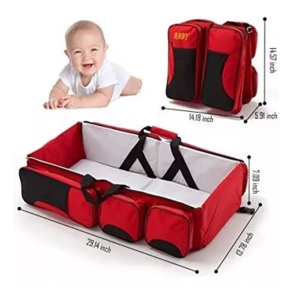 Mochila 3 En 1 Pañalera Cuna Y Mudador Portátil Para Bebes