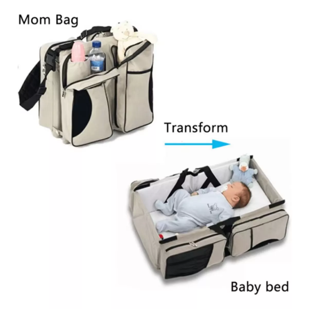 Mochila 3 En 1 Pañalera Cuna Y Mudador Portátil Para Bebes