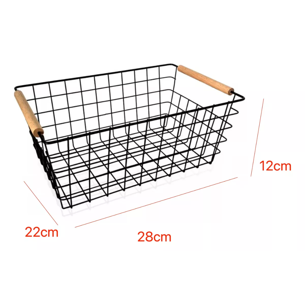 Cesta Canasta Rejilla Metal 28x22x12cm Almacena Organizador