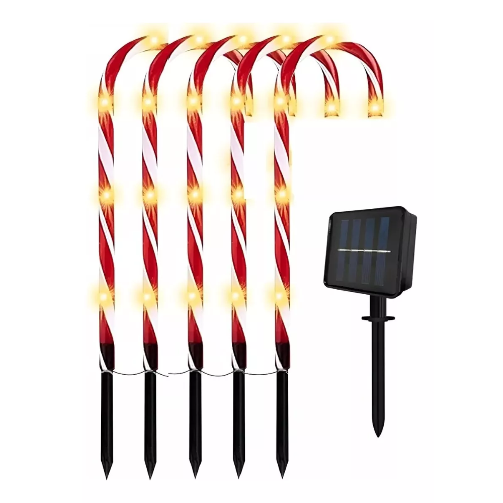 Set X5 Baston Luces Solar Baston Estaca Luces Navidad Solar