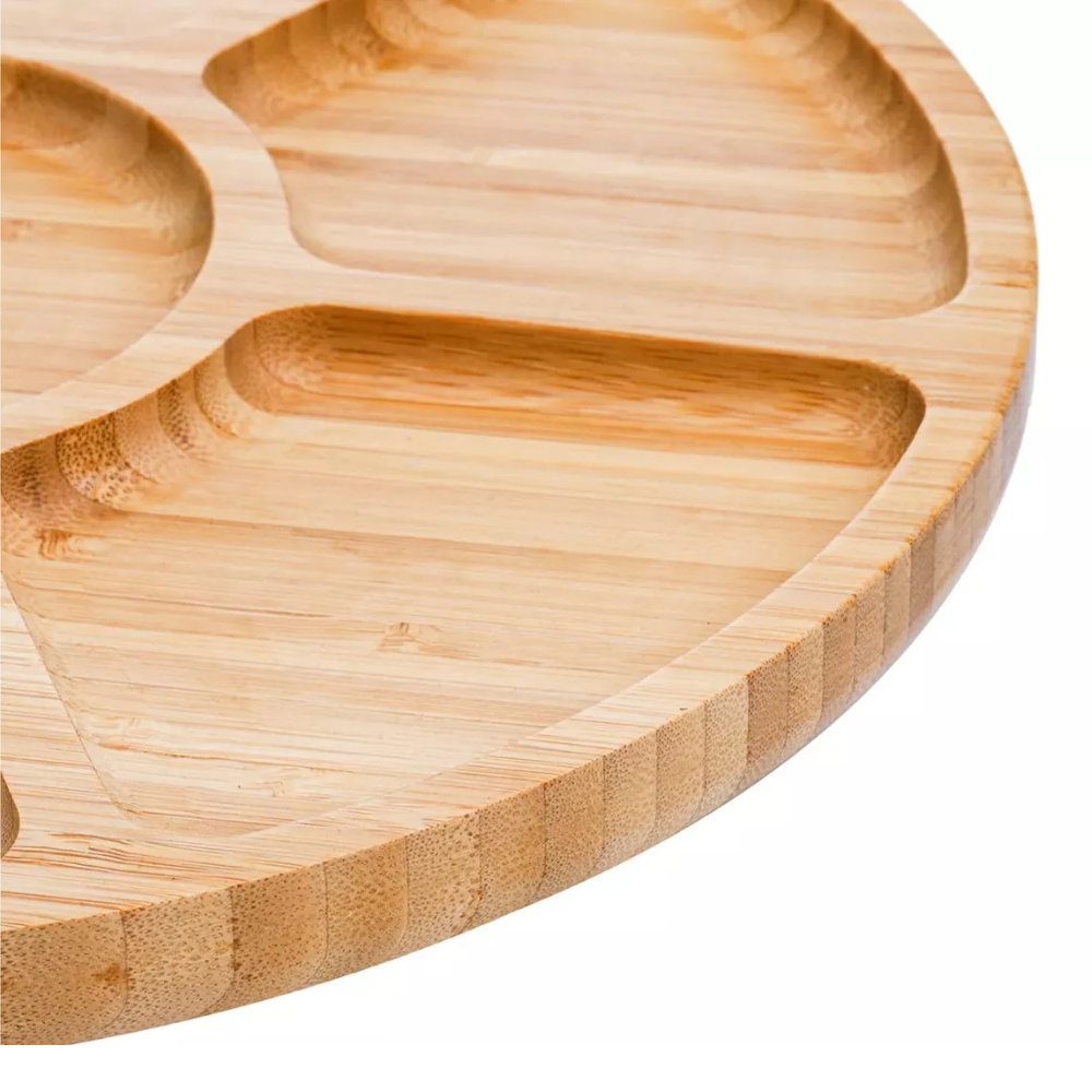 Tabla De Picoteo Bandeja De Bambu Redonda Aperitivos 29cm