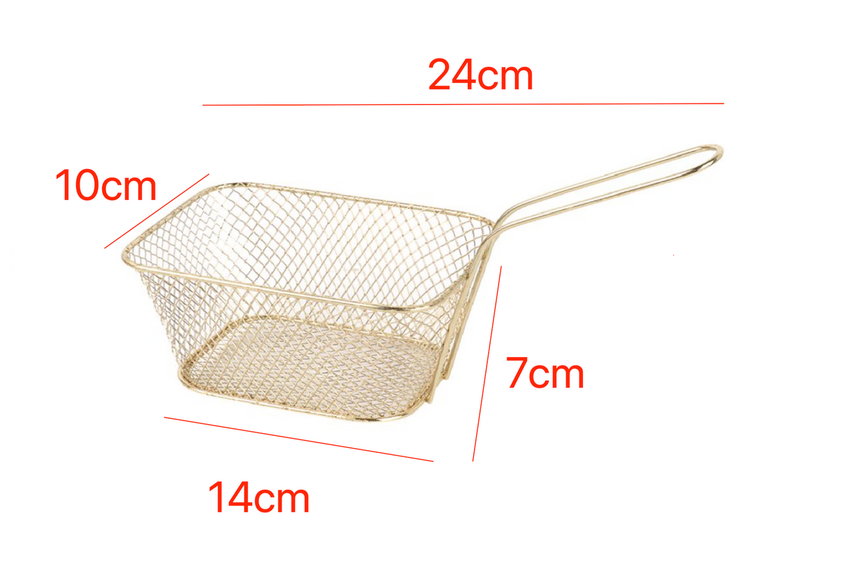 Mini Cesta Para Servir Papas Fritas Dorado Canasto 14x10x7cm