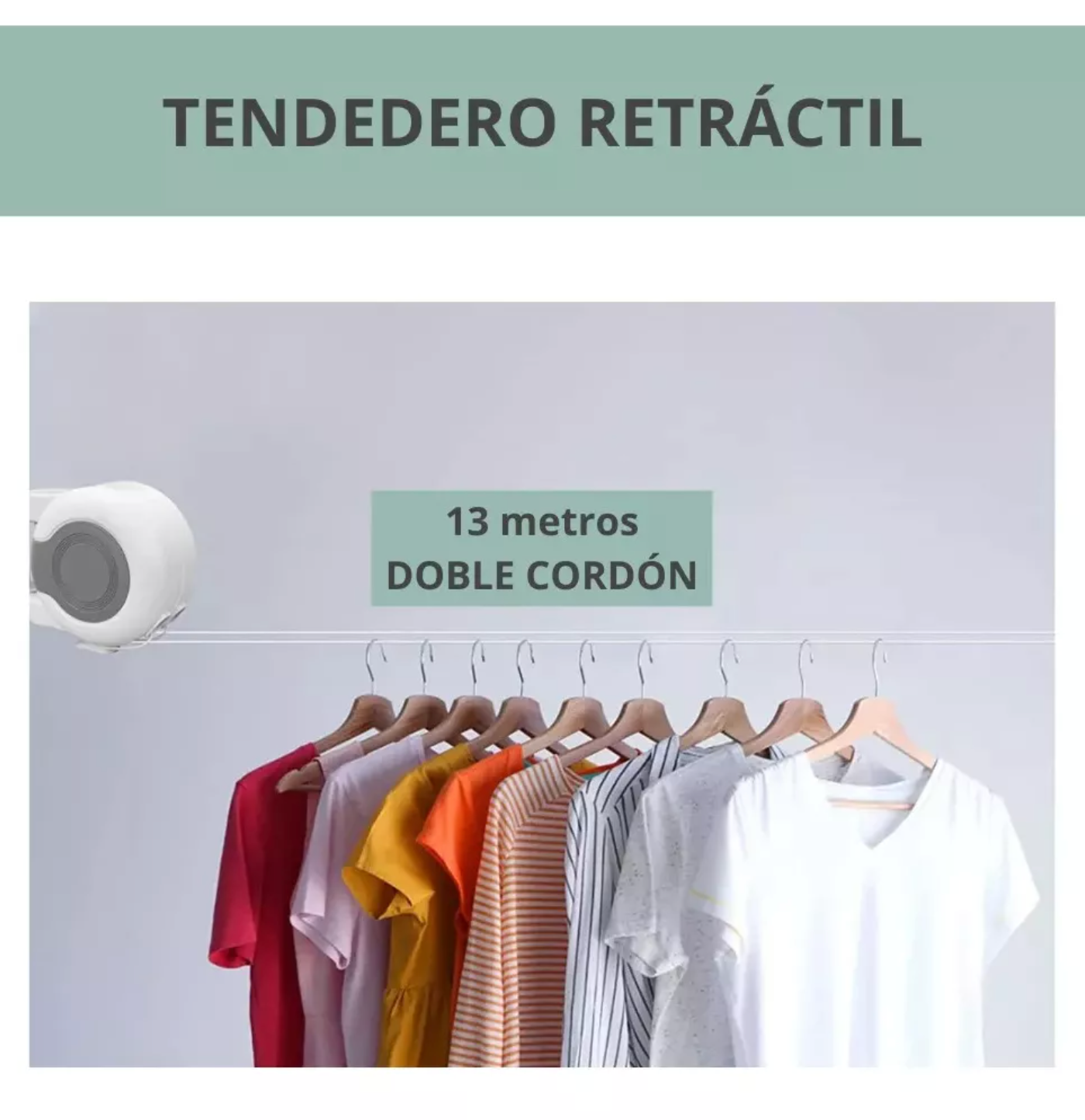 Tendedero Retractil Colgador Ropa De Pared Doble Linea 13mts