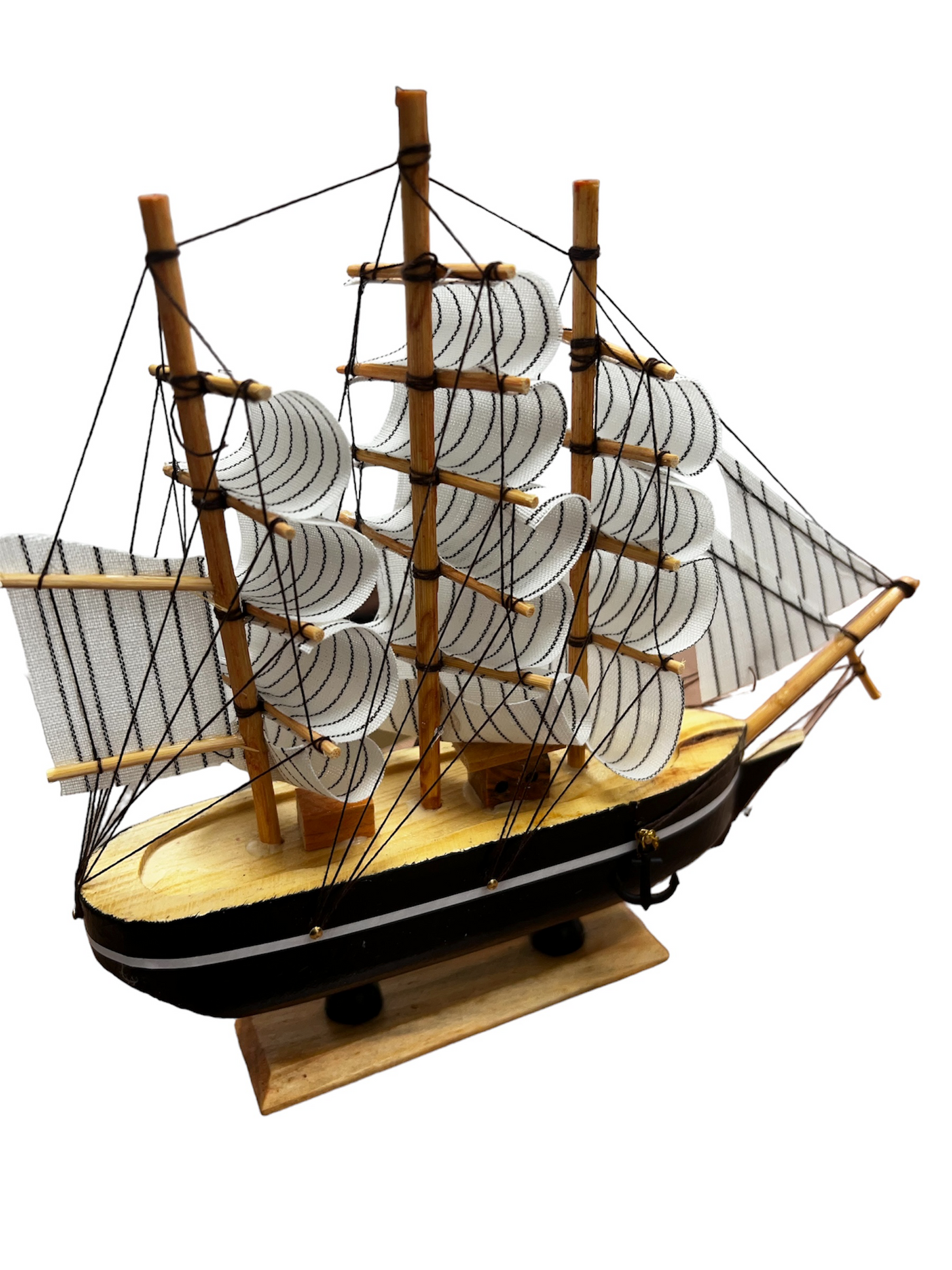 Figura Decorativa Adorno Barco De Madera Fragata 24x22cm