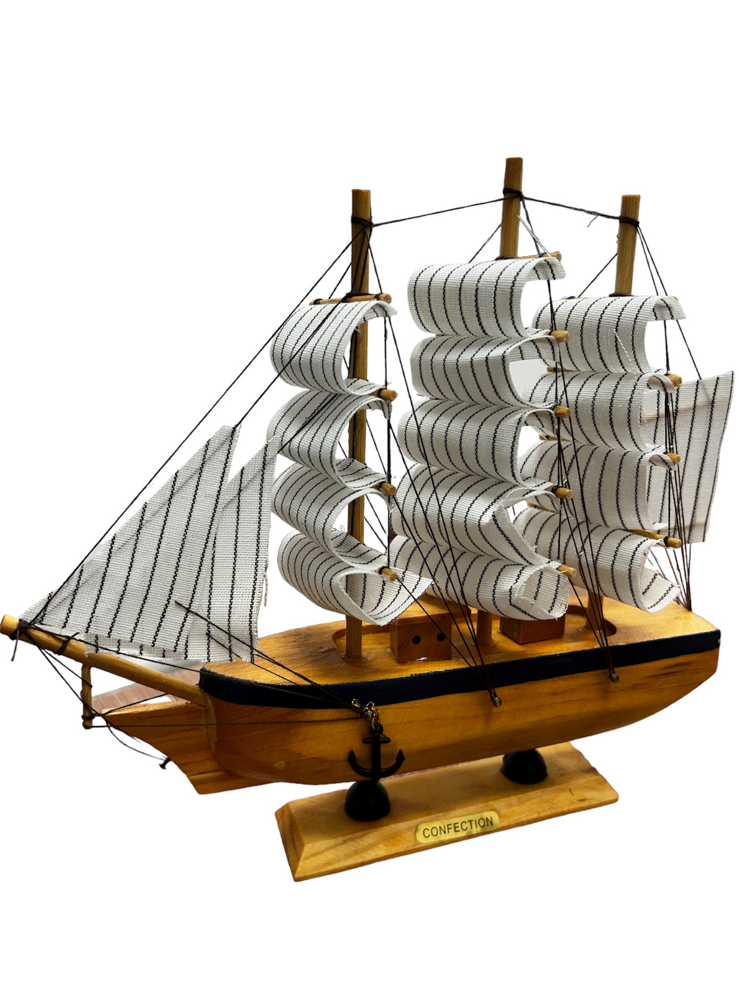Figura Decorativa Adorno Barco De Madera Fragata 24x22cm