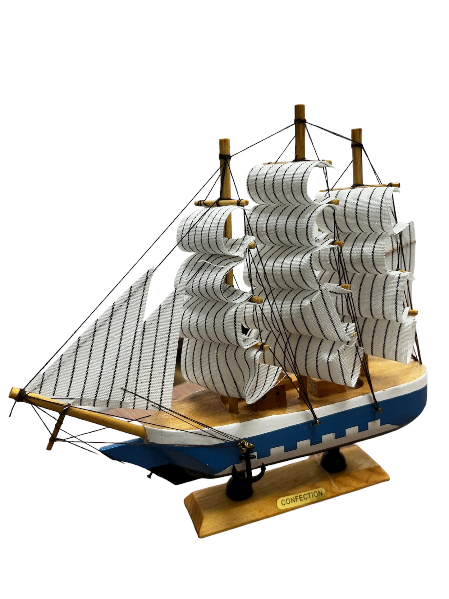 Figura Decorativa Adorno Barco De Madera Fragata 24x22cm