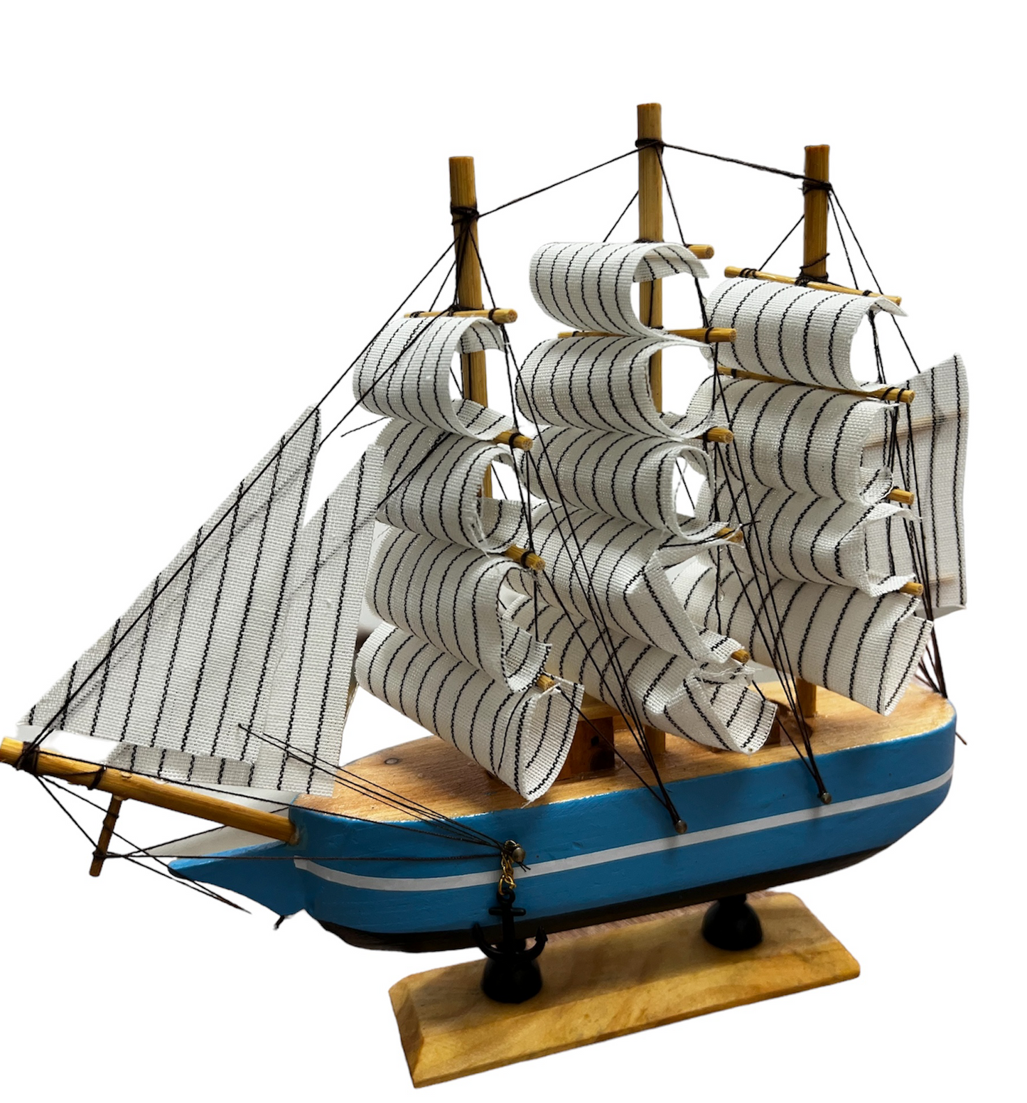 Figura Decorativa Adorno Barco De Madera Fragata 24x22cm