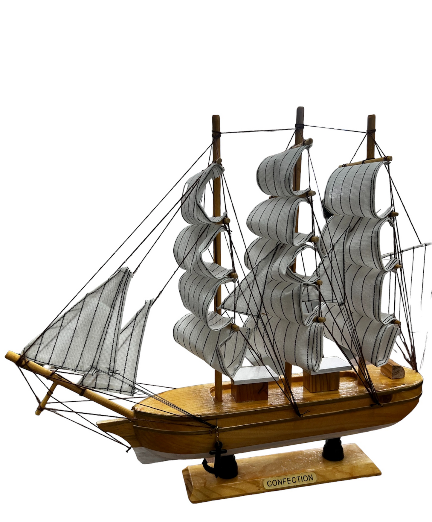 Figura Decorativa Adorno Barco De Madera Fragata 40x36x6cm