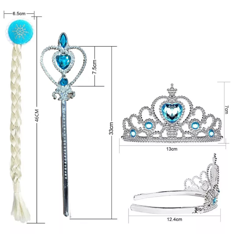 Set Disfraz Elsa Frozen Corona/varita/mechon Y Tutu (4-6años)