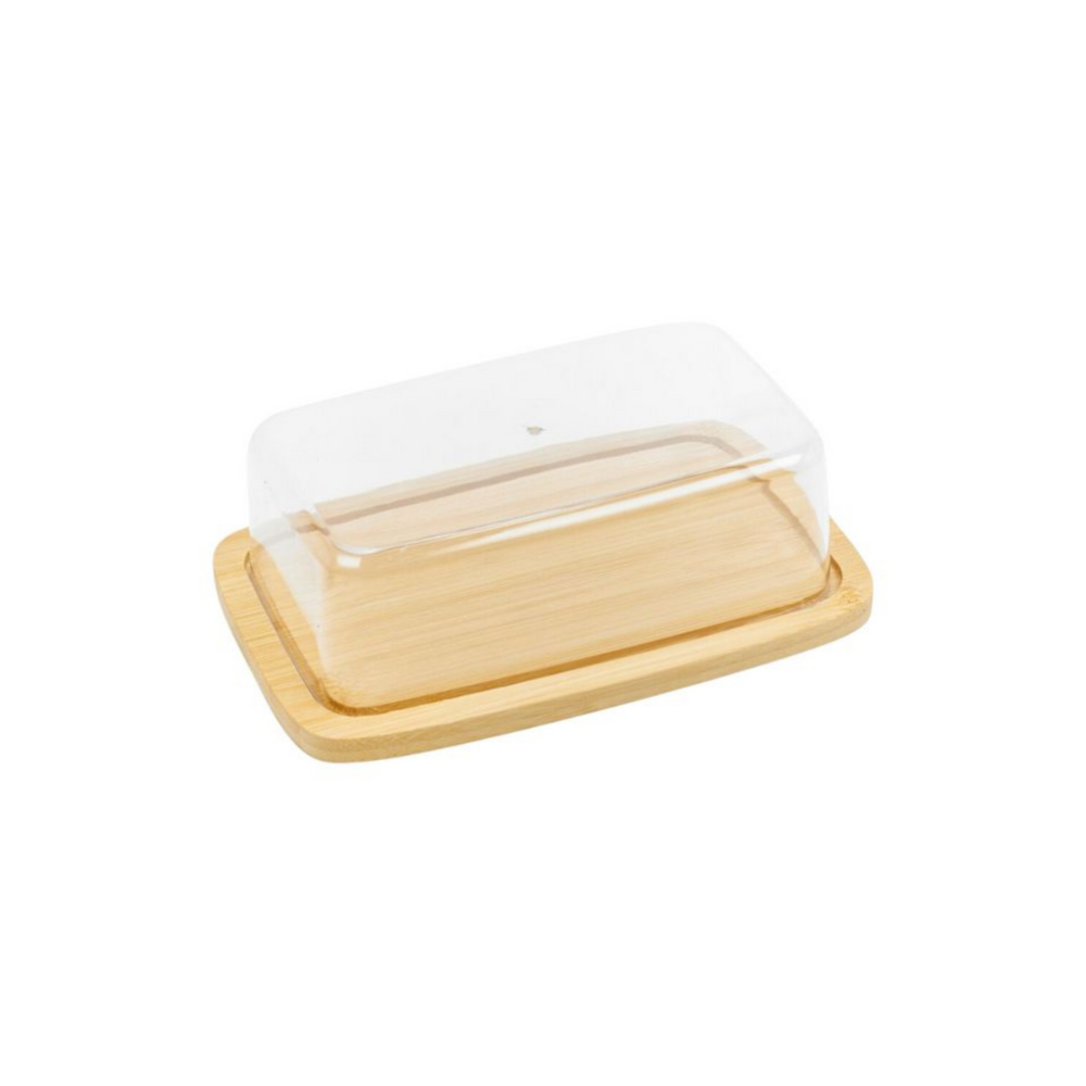 Mantequillero Con Plato De Bambu Porta Alimentos De Cocina