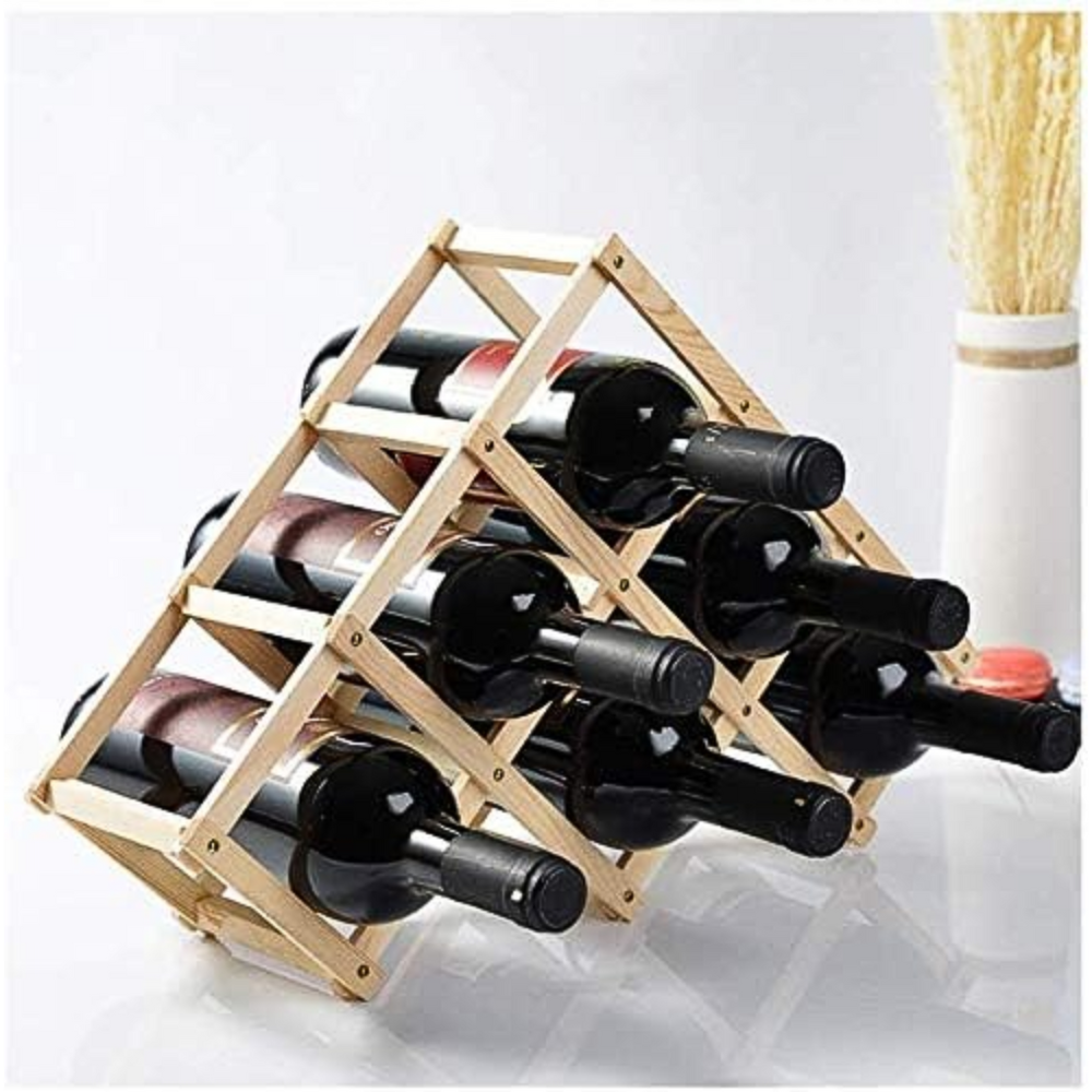 Rack Porta Vino 6 Botellas Organizador Madera Plegable