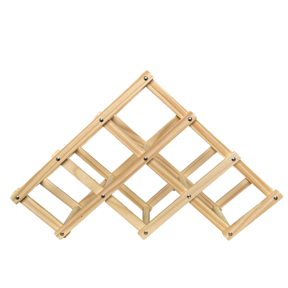 Rack Porta Vino 6 Botellas Organizador Madera Plegable