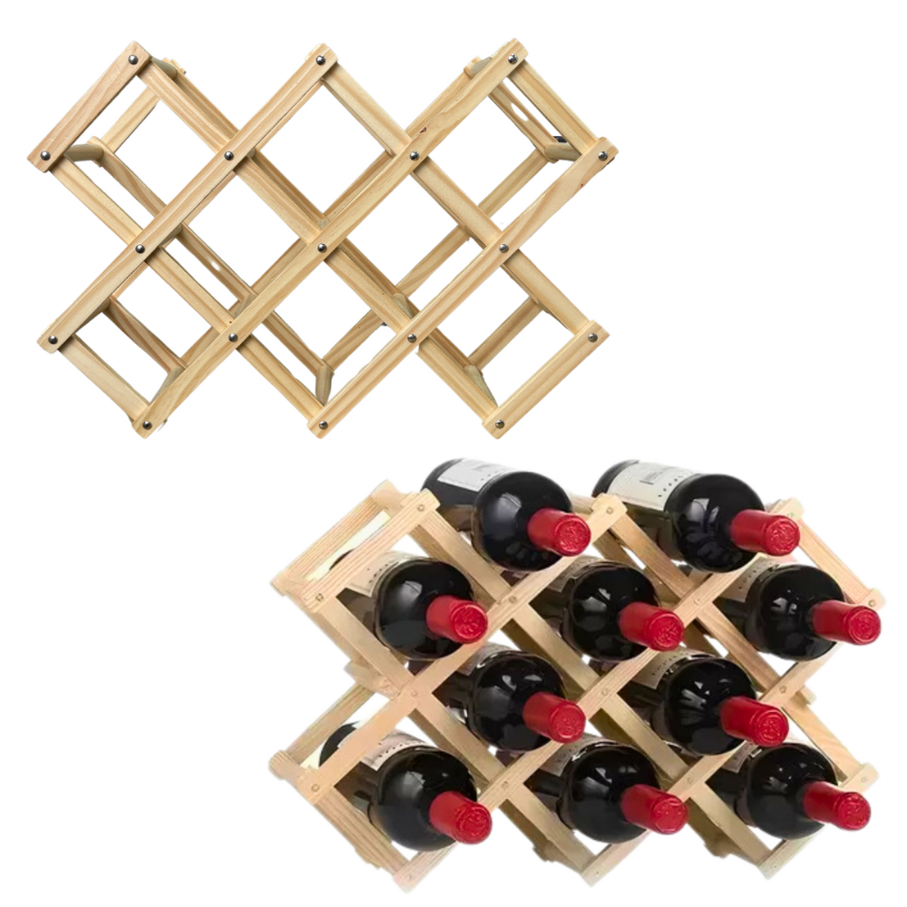 Rack Porta Vino 10 Botellas Organizador Madera Plegable