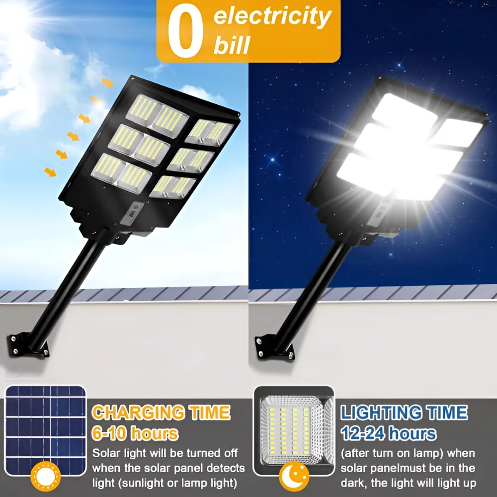 Foco Led Solar Exterior Poste 600w Con Sensor De Movimiento