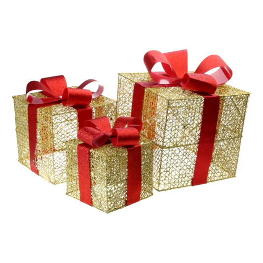 Set 3 Caja De Regalos Con Luces Led Adornos Regalos Navidad