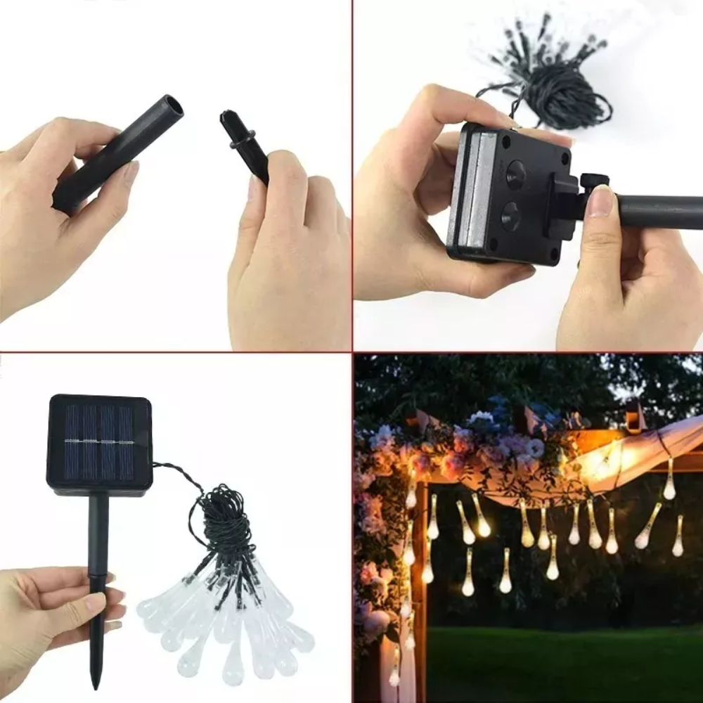 Cascada Luces Solar Guirnalda Luces Navidad Solar 3m 100l
