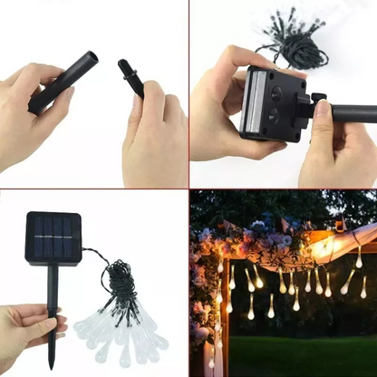 Cascada Luces Solar Guirnalda Luces Navidad Solar 3m 100l