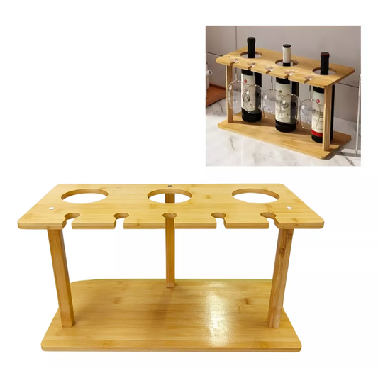 Rack Porta Vino Copas Porta Vinos Organizador Madera Vinos