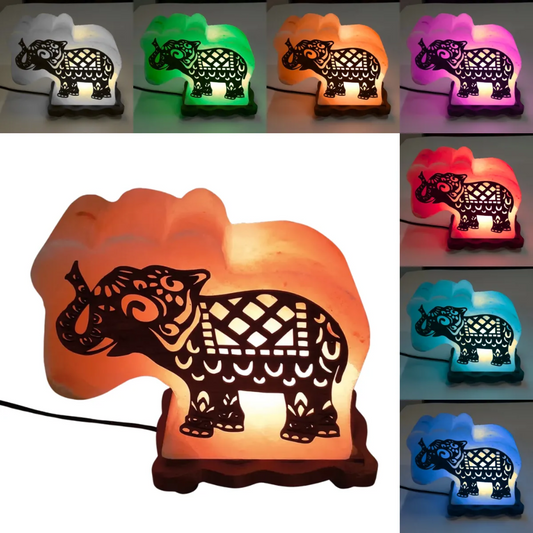 Lampara De Sal Del Himalaya Elefante Piedra Cambia De Color