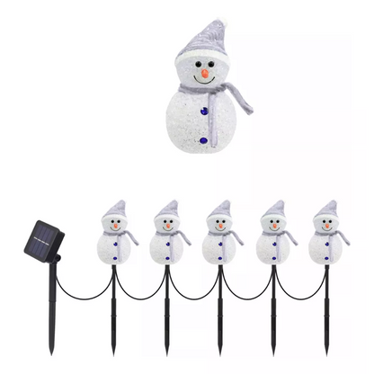 Pack X5 Muñecos De Nieve Luz Solar Led Decoración Navidad