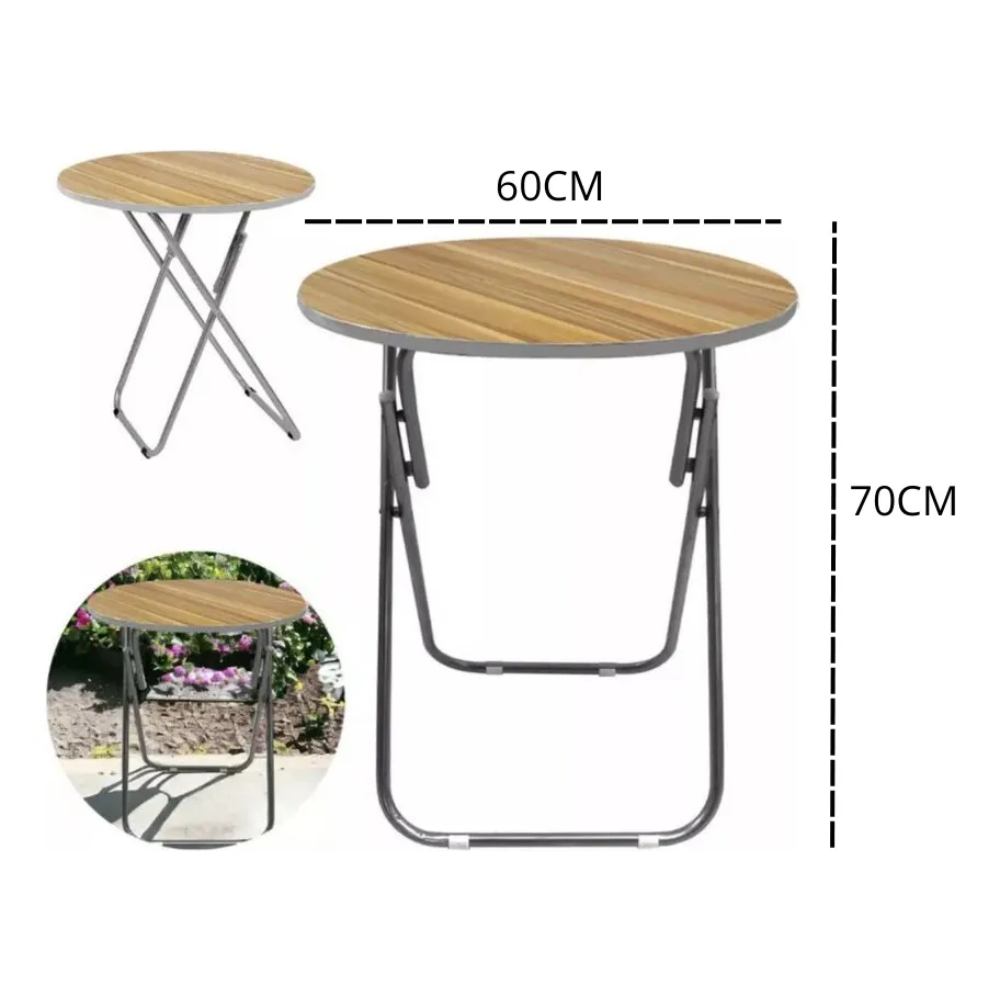 Mesa Plegable Portatil Multifuncional Mesa Auxiliar 60x60cms