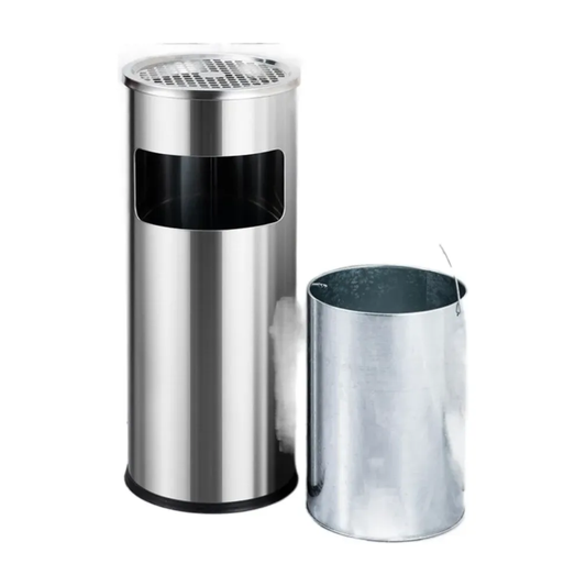 Basurero Cenicero Circular Acero Inox 18l Basurero Metalico
