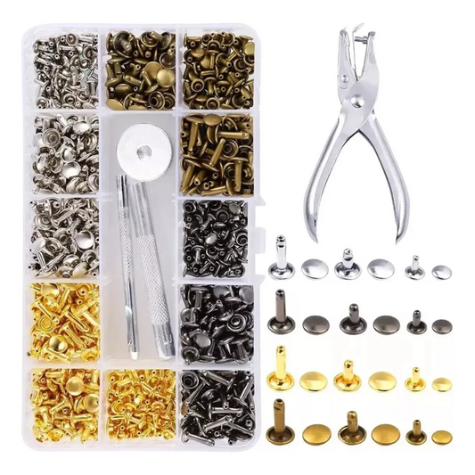 Kit Costura Remaches Broches Metalicos Remachadora 480piezas