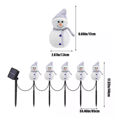 Pack X5 Muñecos De Nieve Luz Solar Led Decoración Navidad