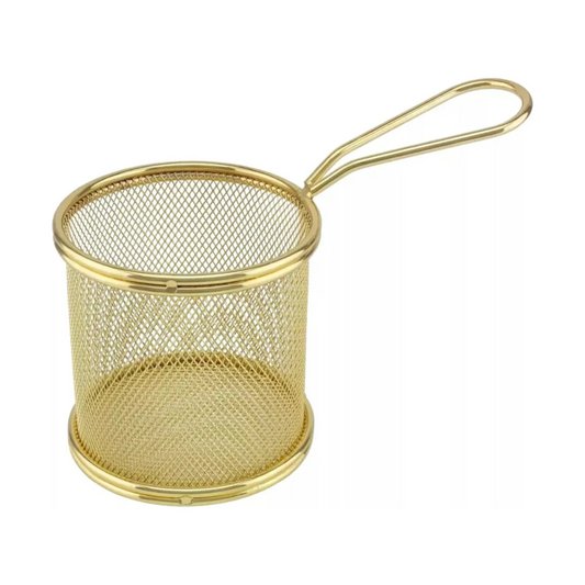 Mini Cesta Para Servir Papas Fritas Dorado Canastos 8x8cm