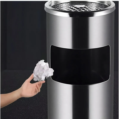 Basurero Cenicero Circular Acero Inox 18l Basurero Metalico